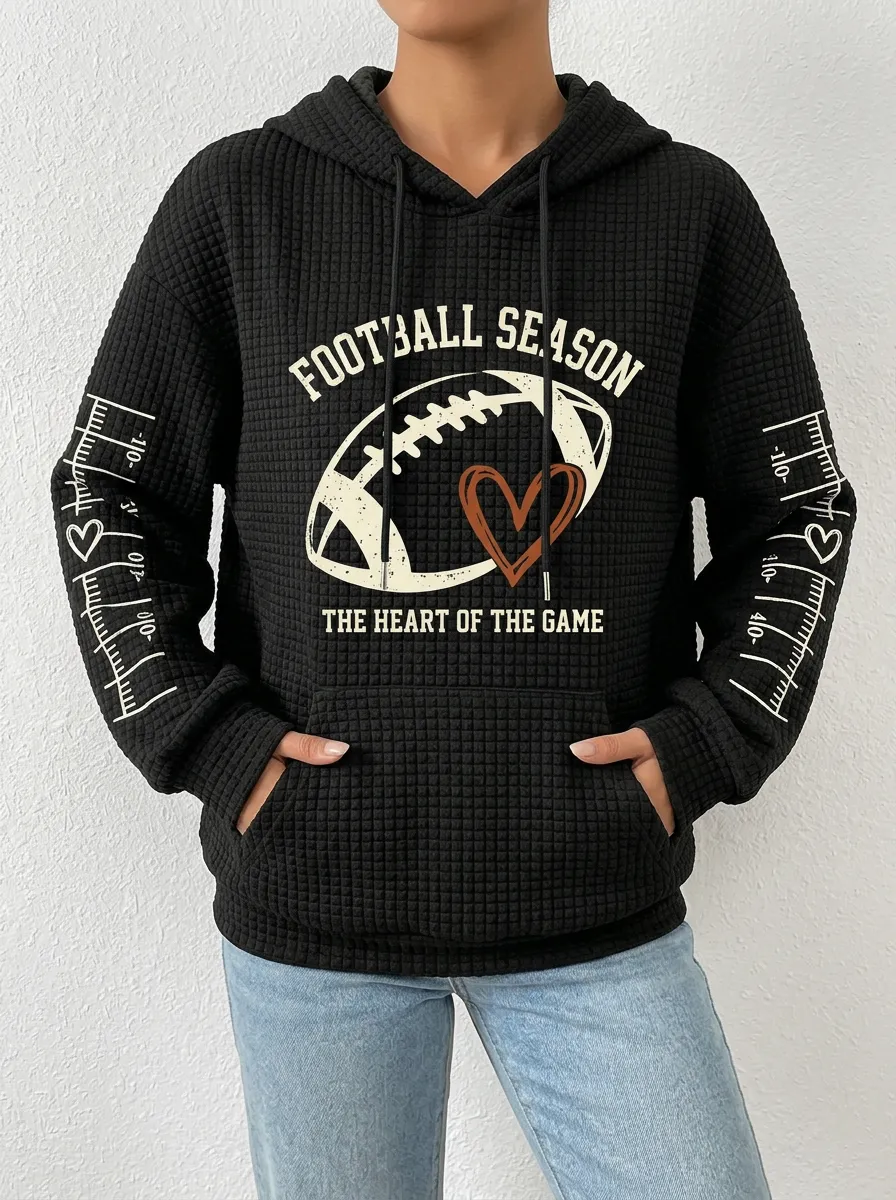 Football Graphic Casual Hoodie