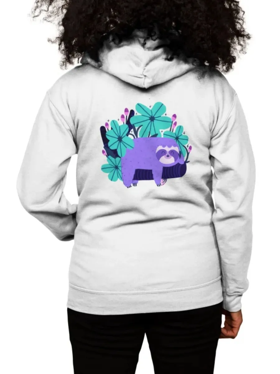 Cute Sloth Floral Hoodie