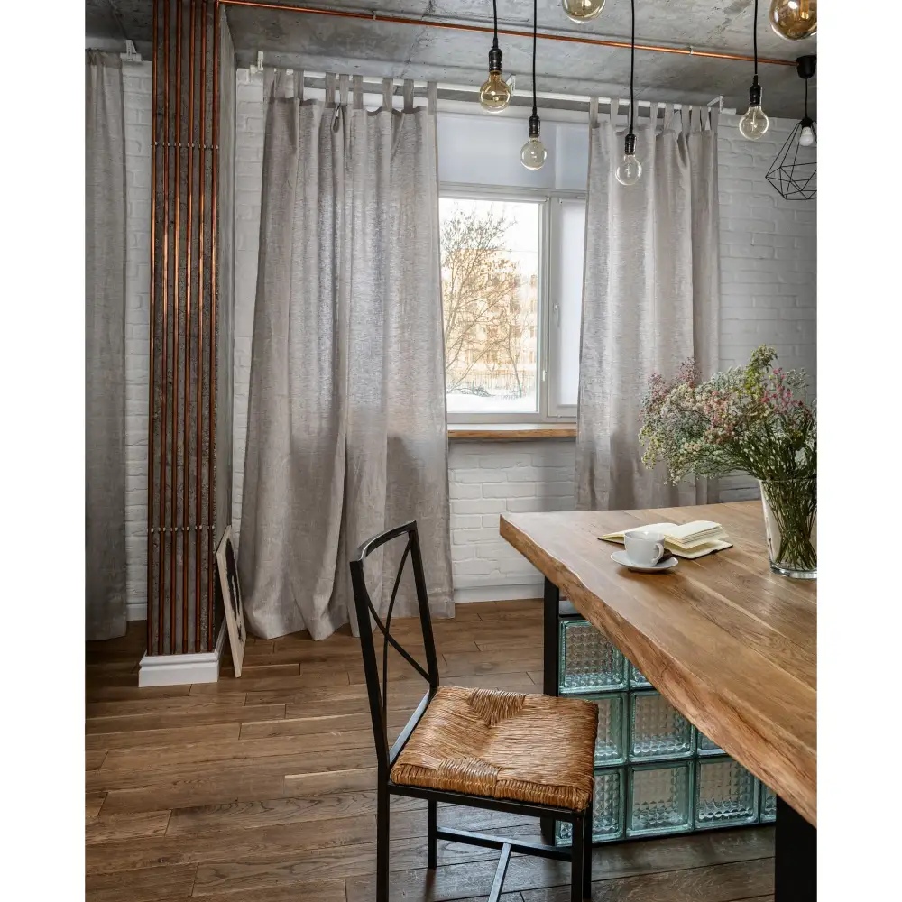 Tab Top Linen Curtain Panel