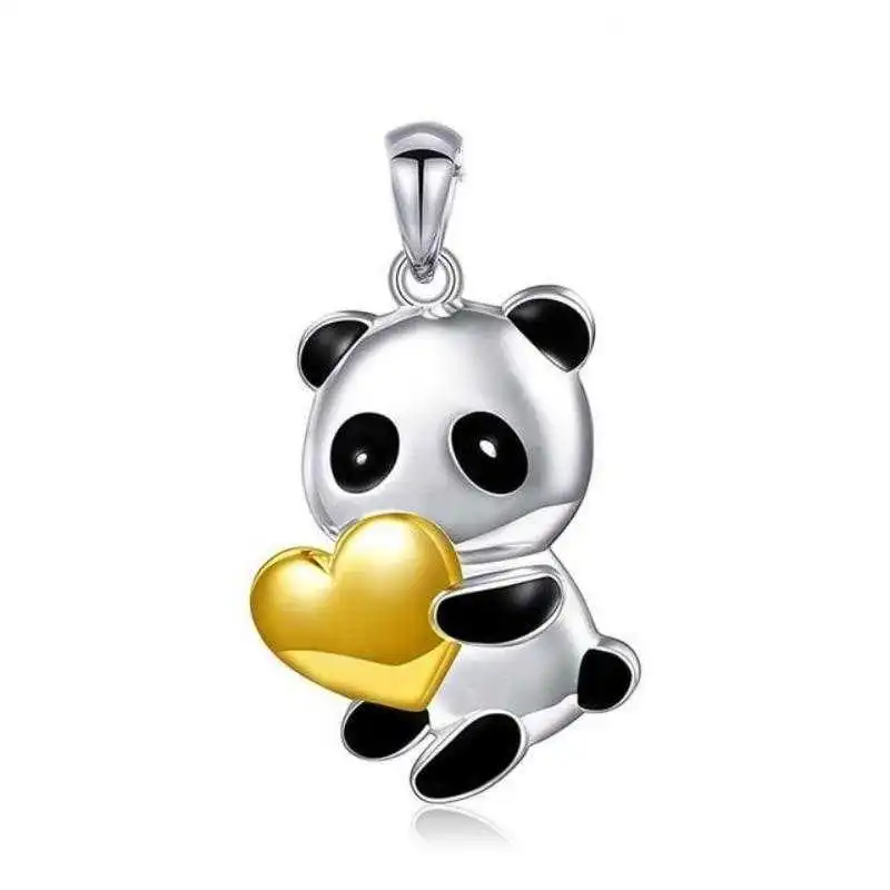 Women's Zircon Panda Heart Pendant Necklace