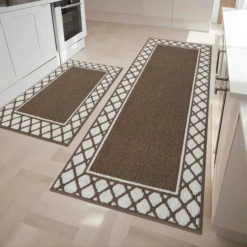 Grid Border Kitchen Rug Set