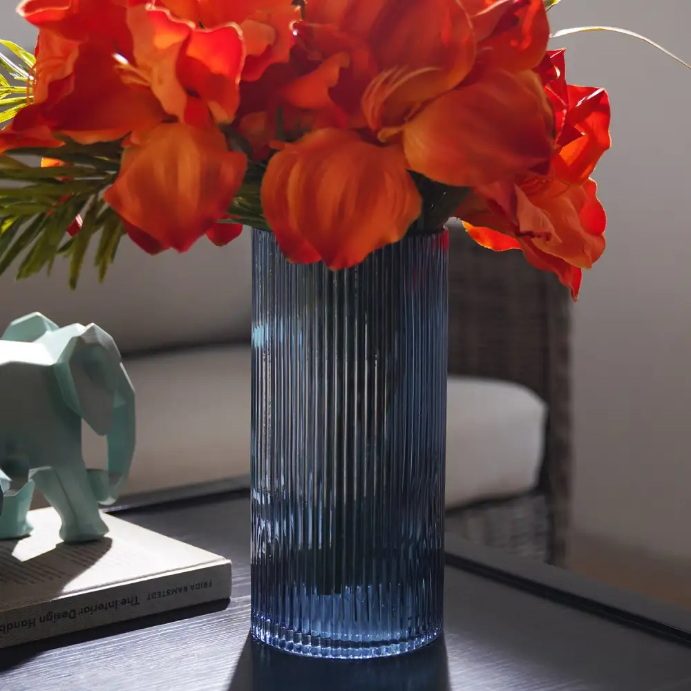 Blue Column Glass Vase