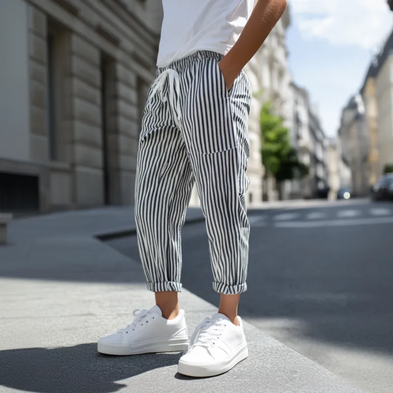 Textured Cotton Pants