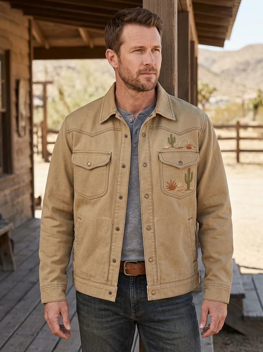 Desert Range Cactus Desert Embroidered Ranchwear Edit Men's Western Jacket