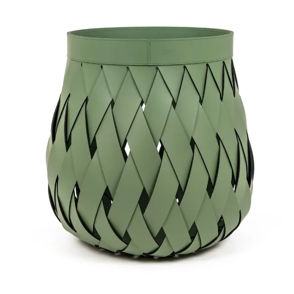 Sculptural Handwoven Leather Basket