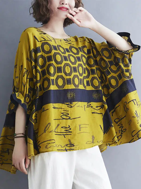 Printing Batwing Sleeve T-Shirt