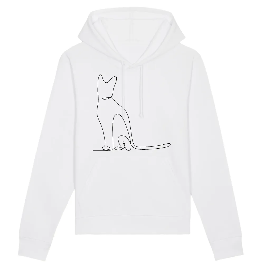 Subtle Cat Graphic Pullover Hoodie