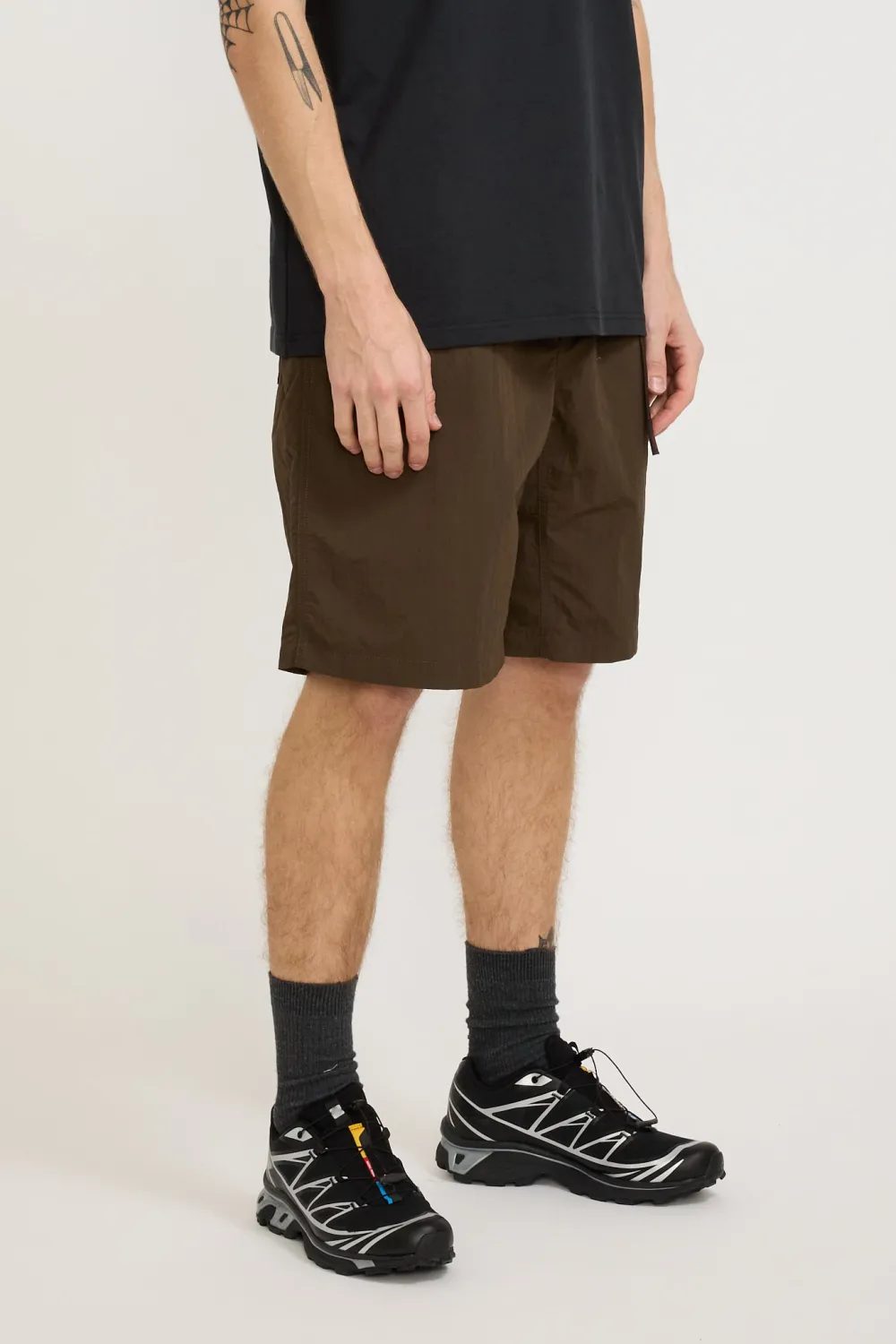 Deep Brown Nylon Loose Fit Shorts