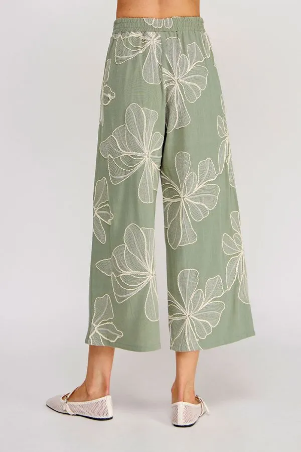 Embroidered Floral Pants