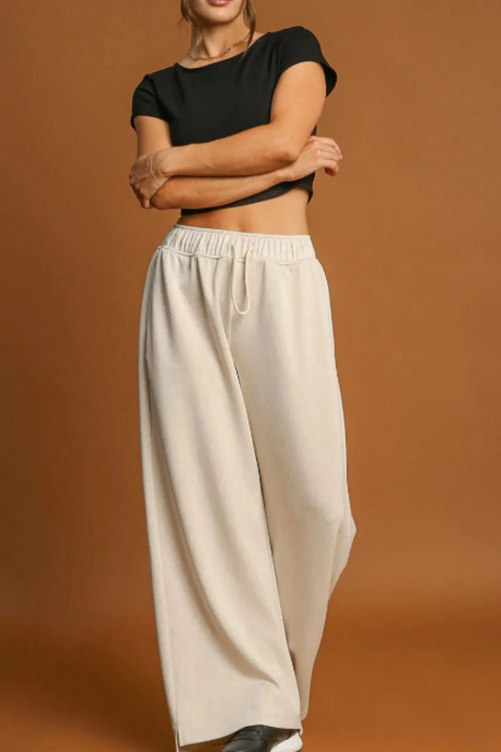 Easy Fit Drawstring Wide Leg Pants