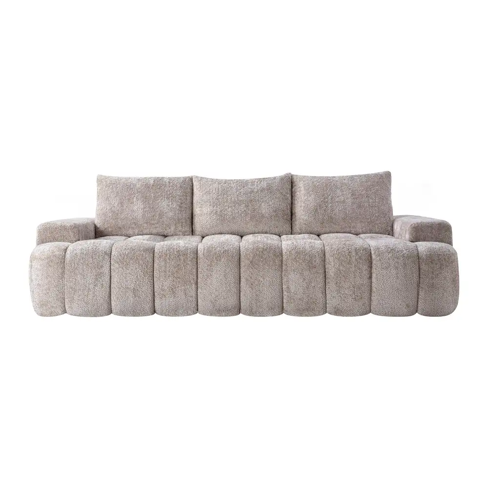 Sculptural Curved Boucle Sofa