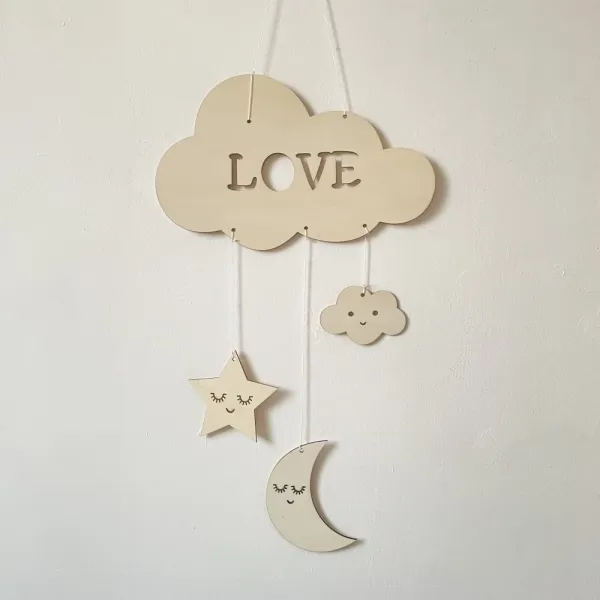 Wooden Love Cloud Wall Hanging