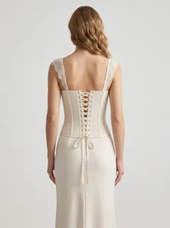 Romantic Floral Button-Front Women's Corset Top
