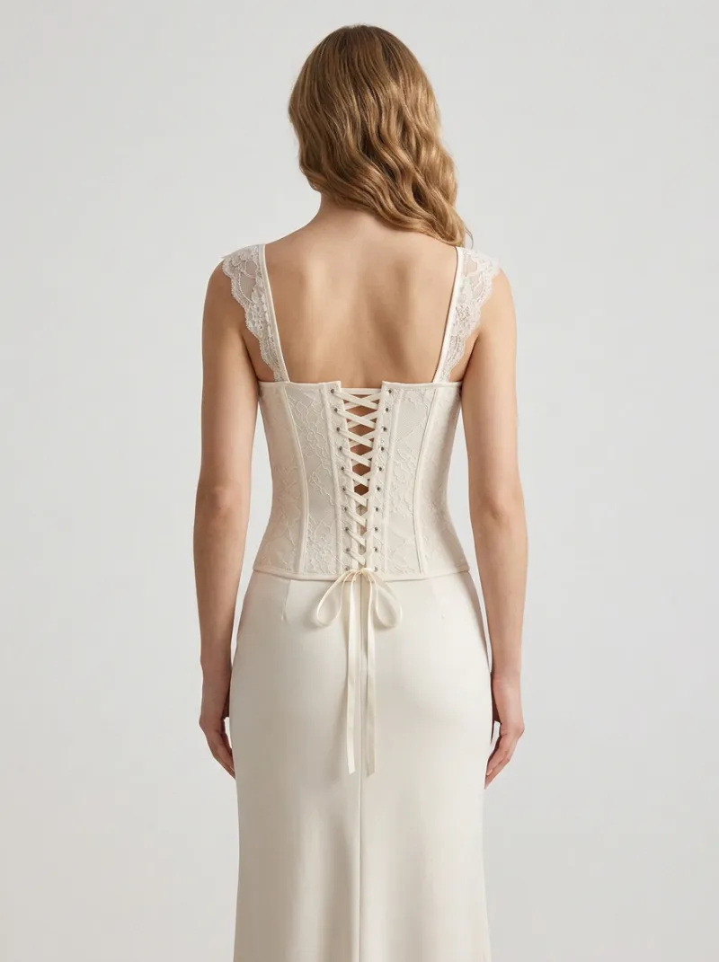 Romantic Floral Button-Front Women's Corset Top