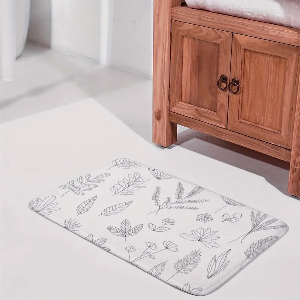 Leaf Print Bath Mat