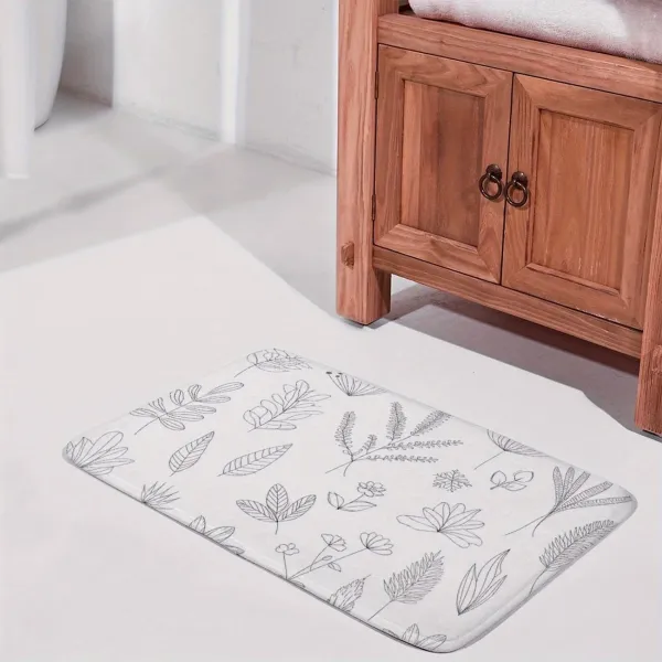 Leaf Print Bath Mat
