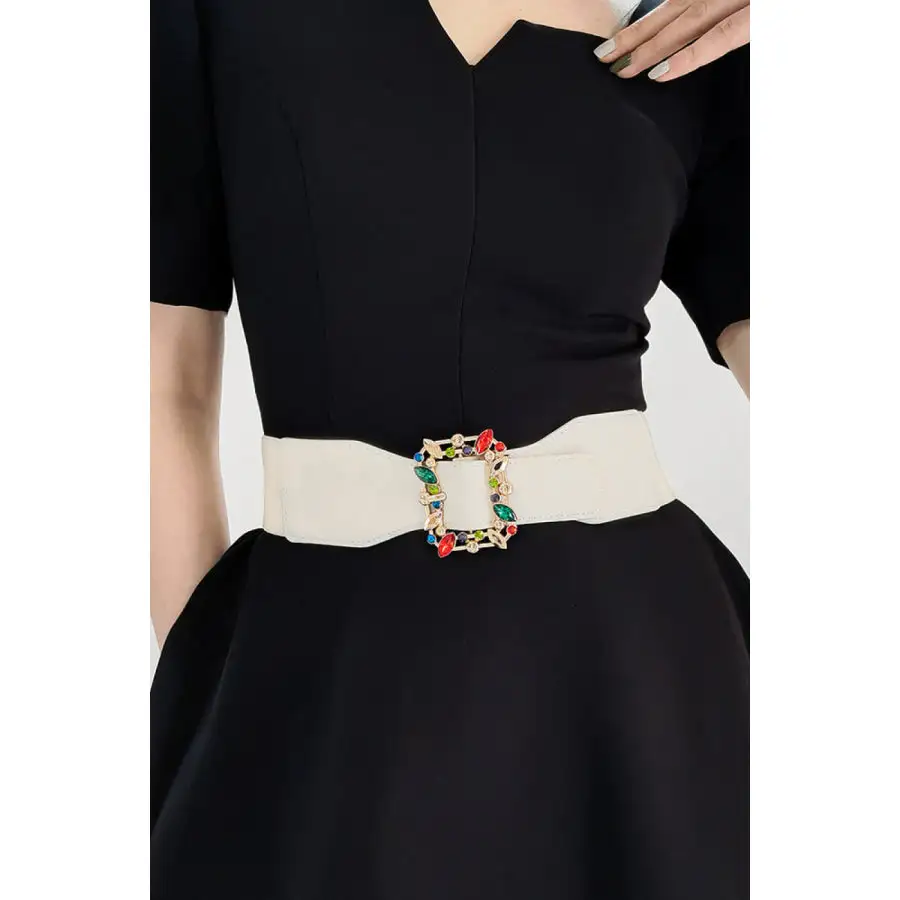 Multicolored Leaf Buckle Elastic Belt