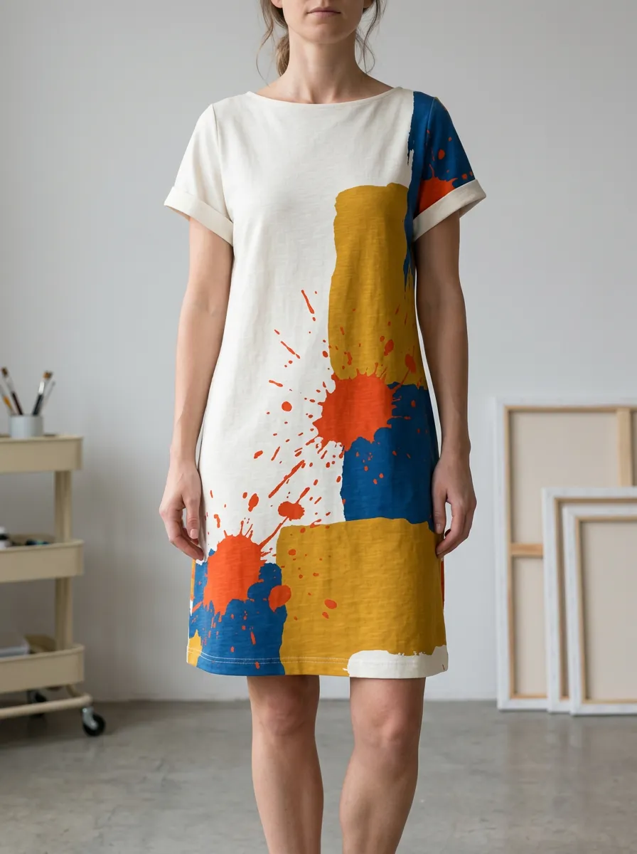 Women's Mini Abstract Print Shift Dress