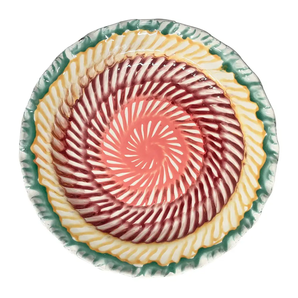 Scalloped Hand-Painted Ceramic Serving Platter