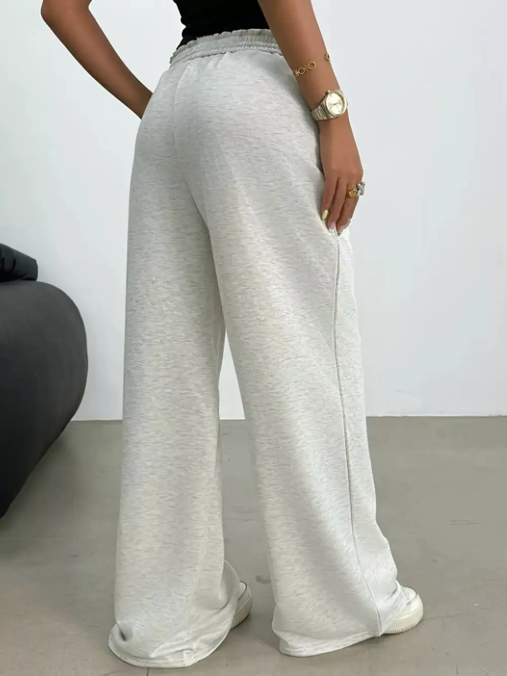 Relaxed Drawstring Wide Leg Casual Joggers