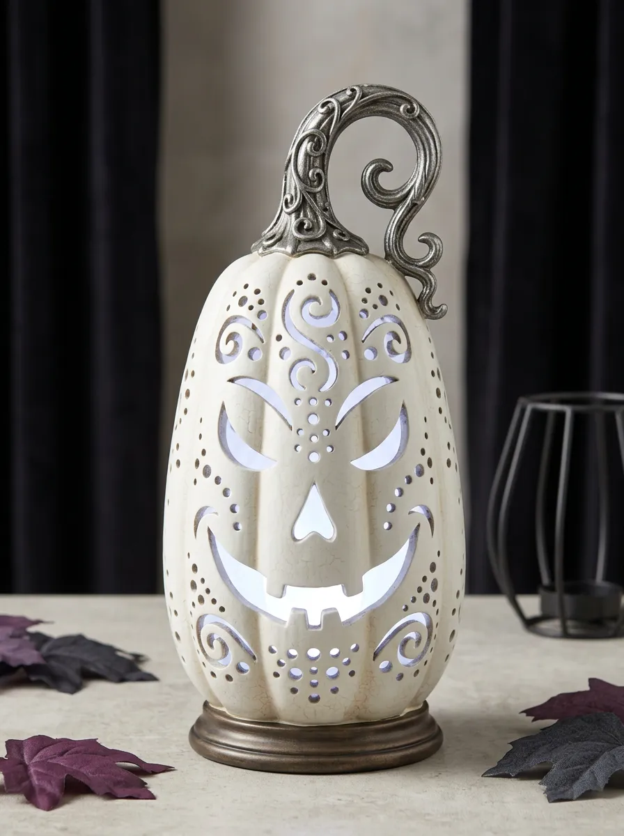 Halloween Pumpkin Filigree LED Table Ornament