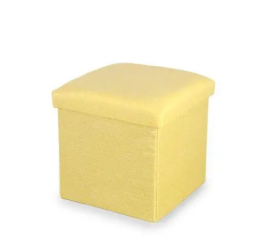 Classic Lidded Rectangular Fabric Linen Ottoman Laundry Hamper