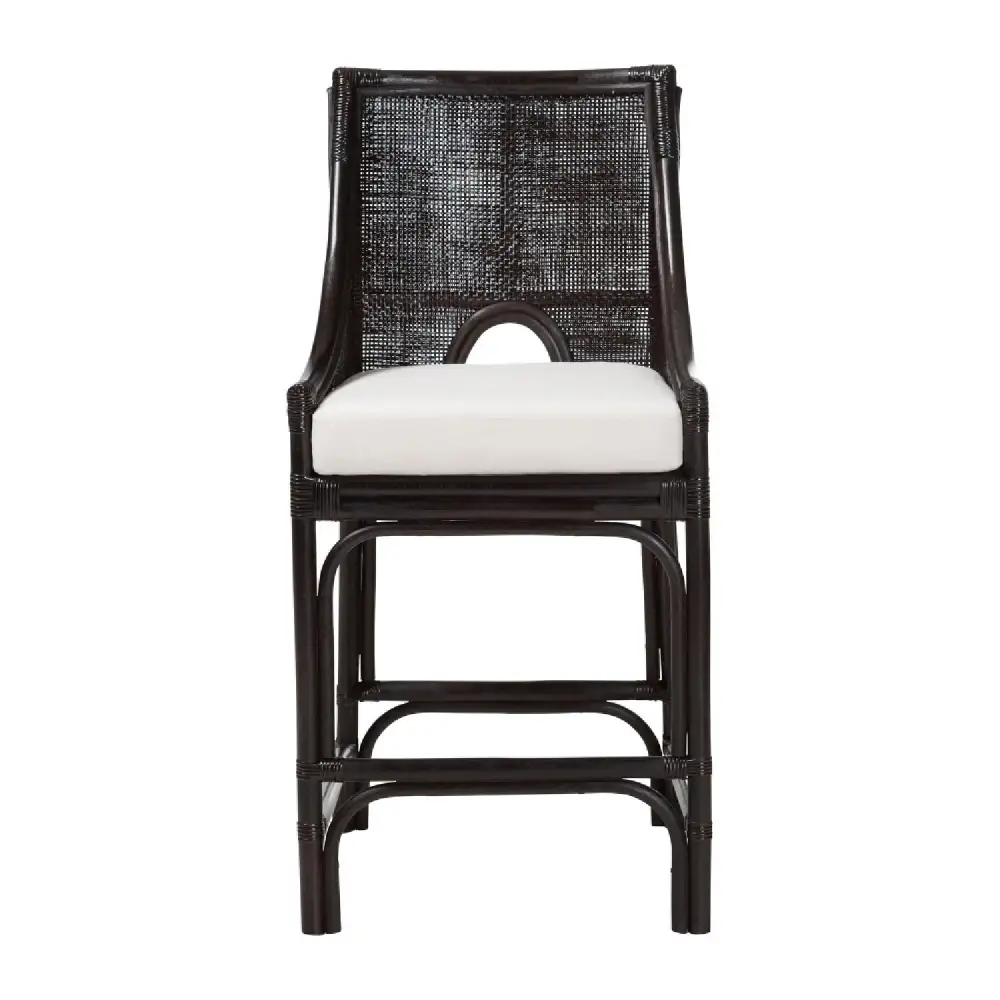 Sloped-Arm Rattan Counter Stool