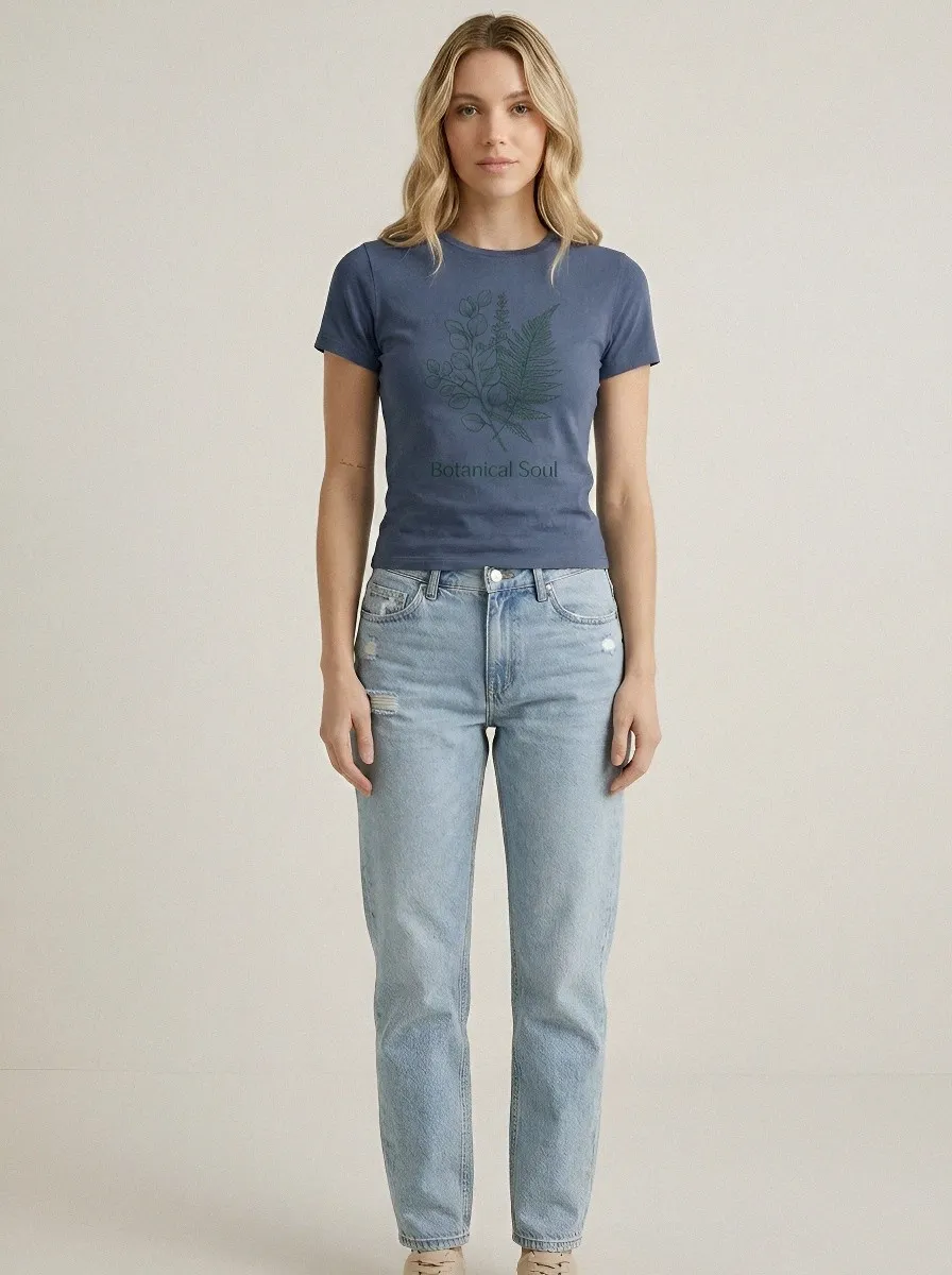 Women's Botanical Nature Lover Fern Leaf Printed T-shirt