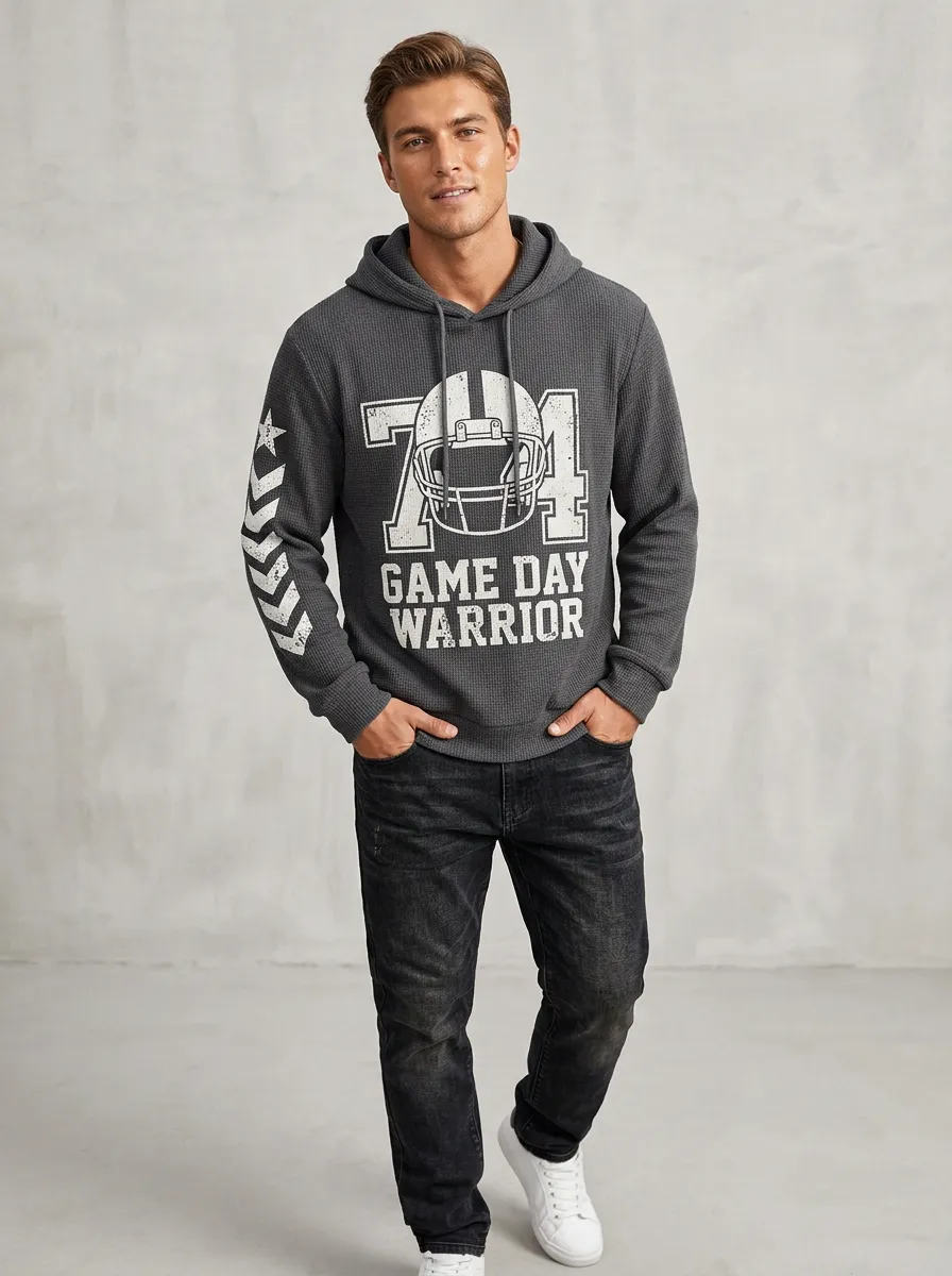 Men's American Football Game Day Warrior Helmet Printed Hoodie