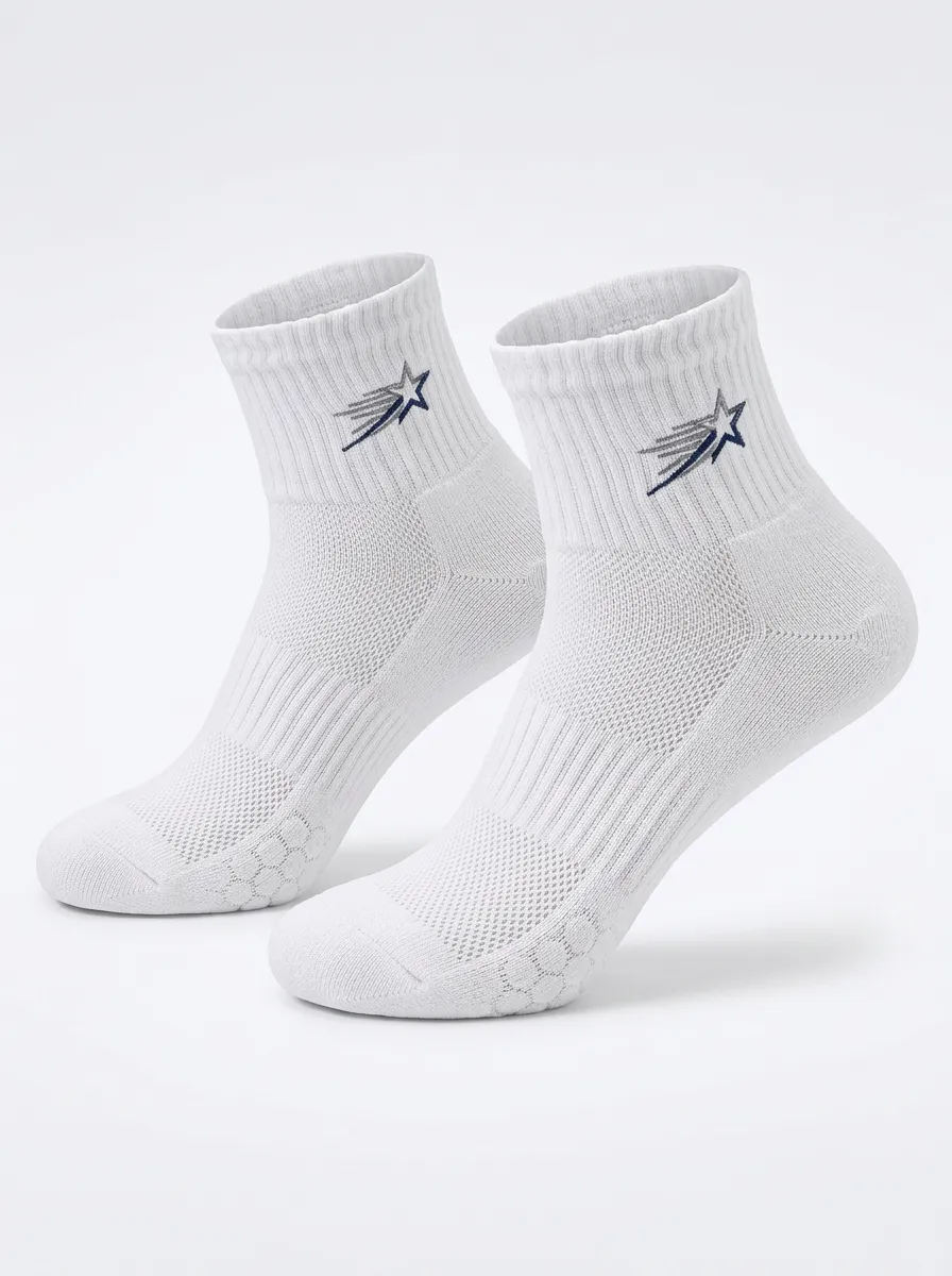 White Shooting Star Graphic Athletic Ankle Socks