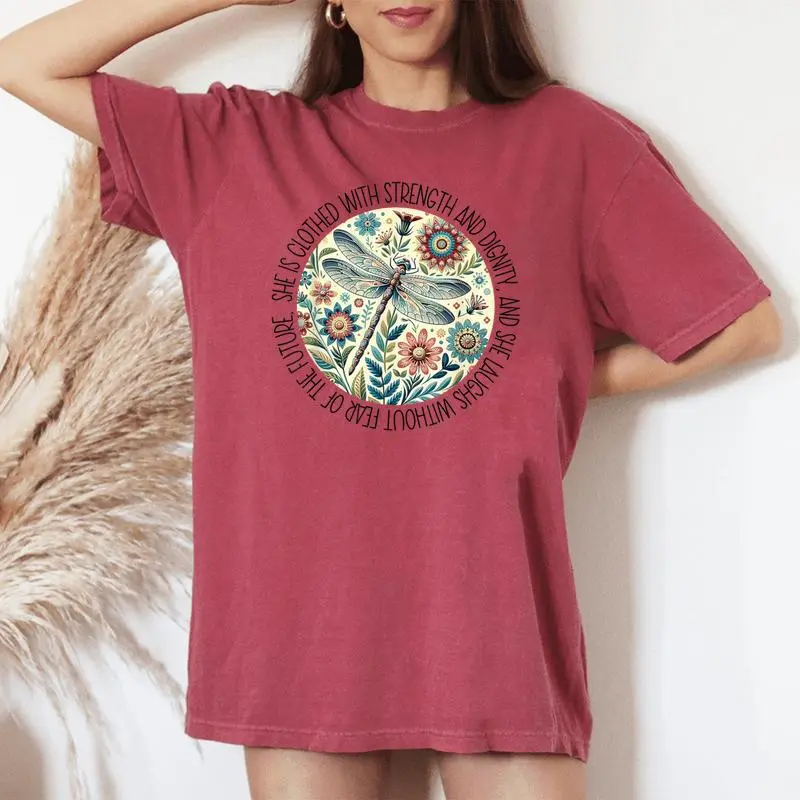 Dragonfly She Is Clothed With Strength & Dignity Women's Oversized Comfort T-shirt