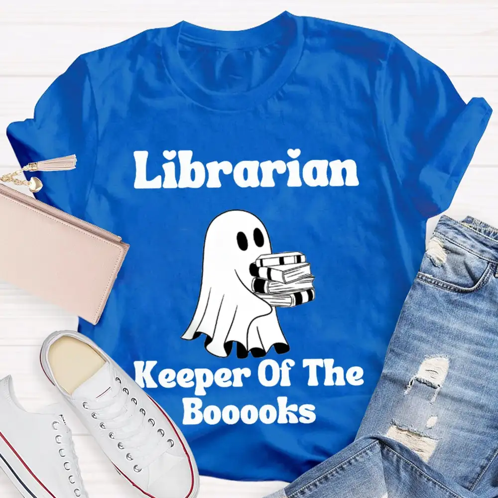 Librarian Keeper Of The Booooks Funny Halloween Spooky Librarian T-Shirt
