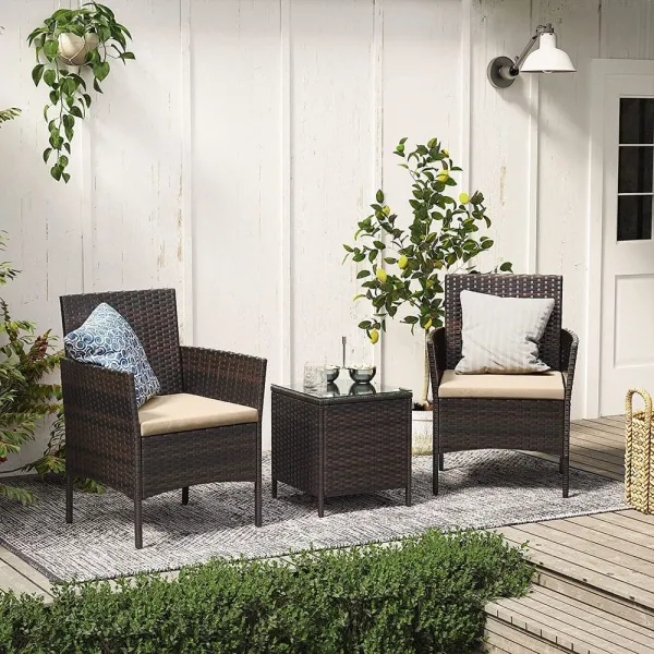 Coastal Rattan Garden Bistro Set