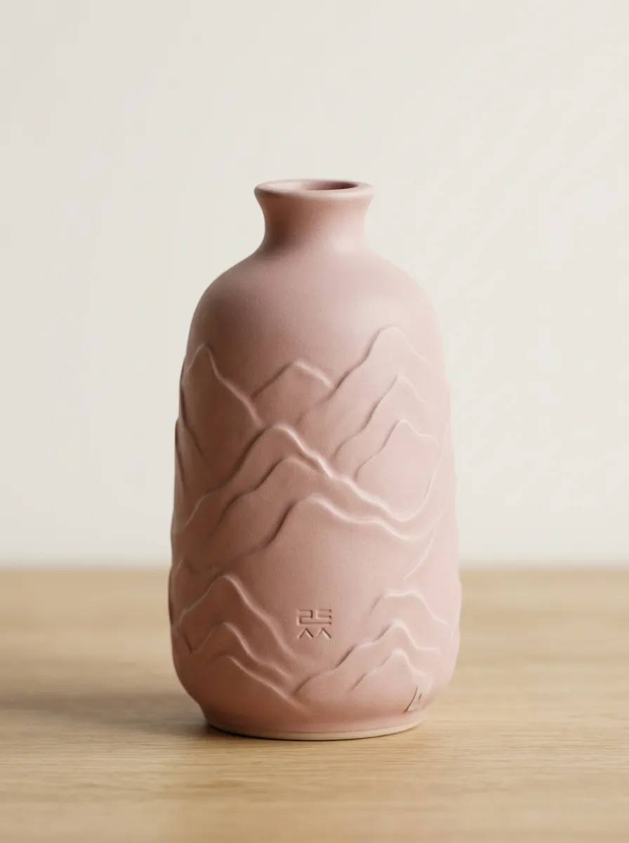 Minimalist Mountain Embossed Ceramic Vase