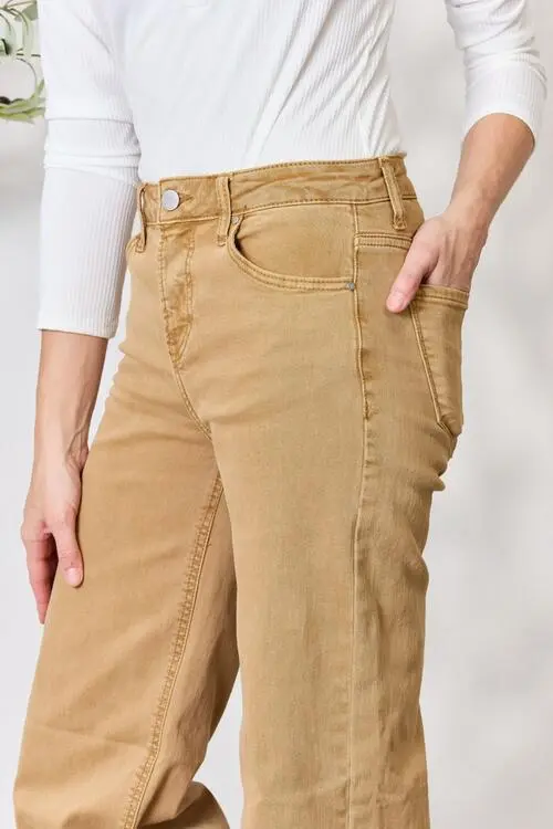 Fringe Hem Wide Leg Denim Jeans