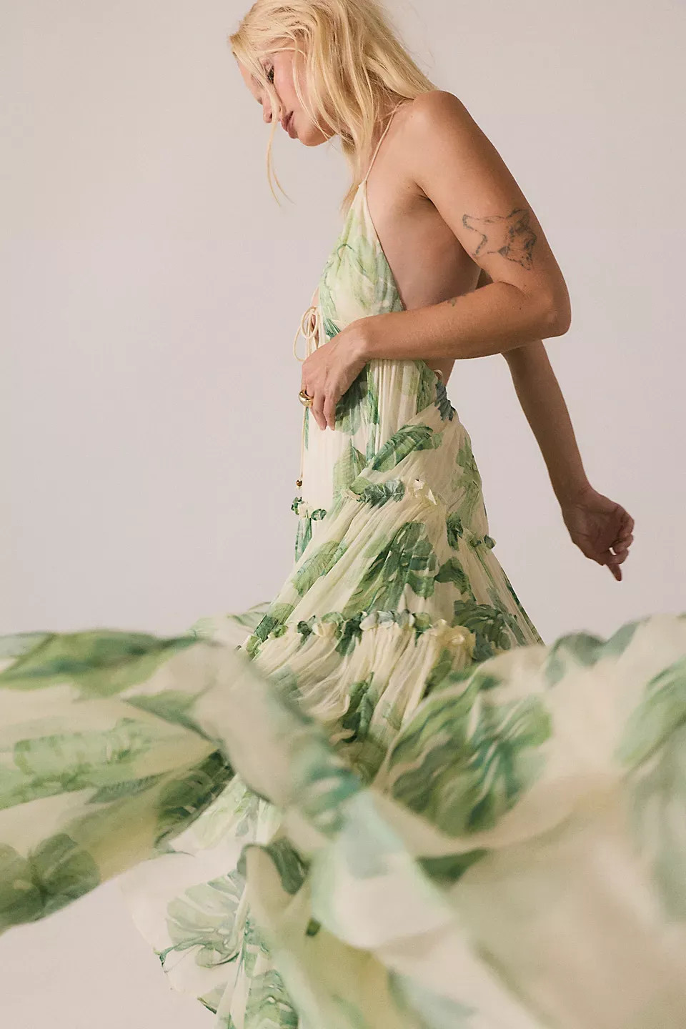 Sophia Print Halter Vacation Maxi Dress