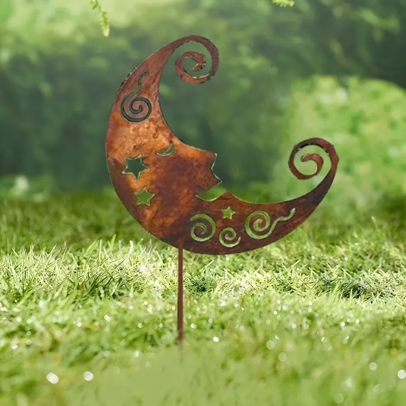 Rustic Moon Garden Stake