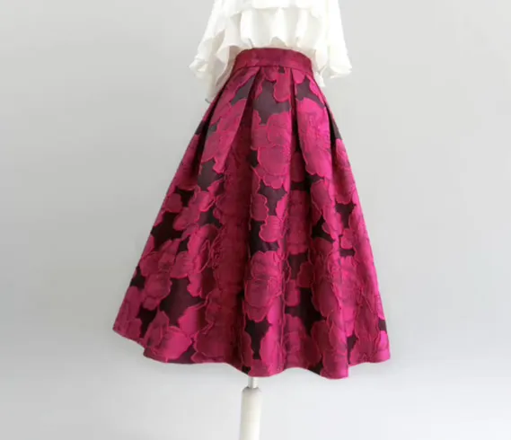 Effortless Office Everyday Casual Embroidered Skirt