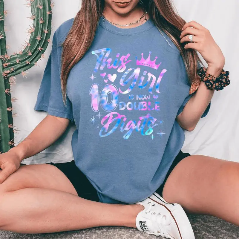This Girl Is Now 10 Double Digits 10Th Birthday Girls Women's Oversized Comfort T-Shirt
