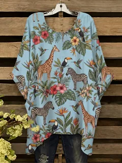 Tropical Women's Loose Printed T-Shirt