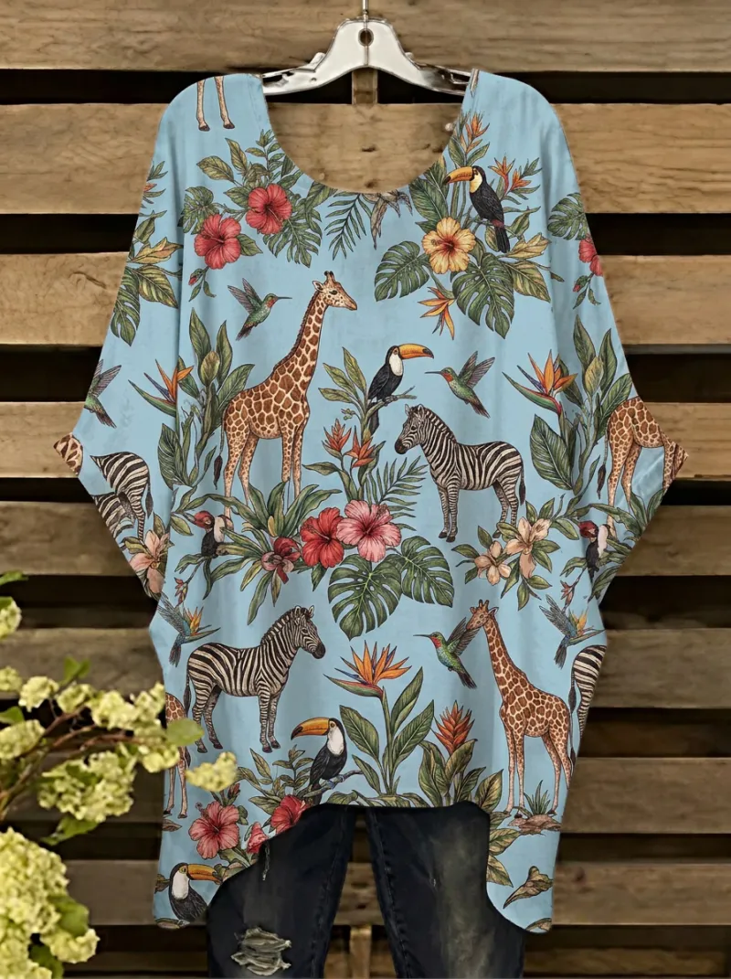 Tropical Women's Loose Printed T-Shirt