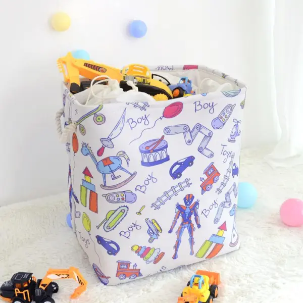 Drawstring Square Polyester Fabric  Laundry Basket