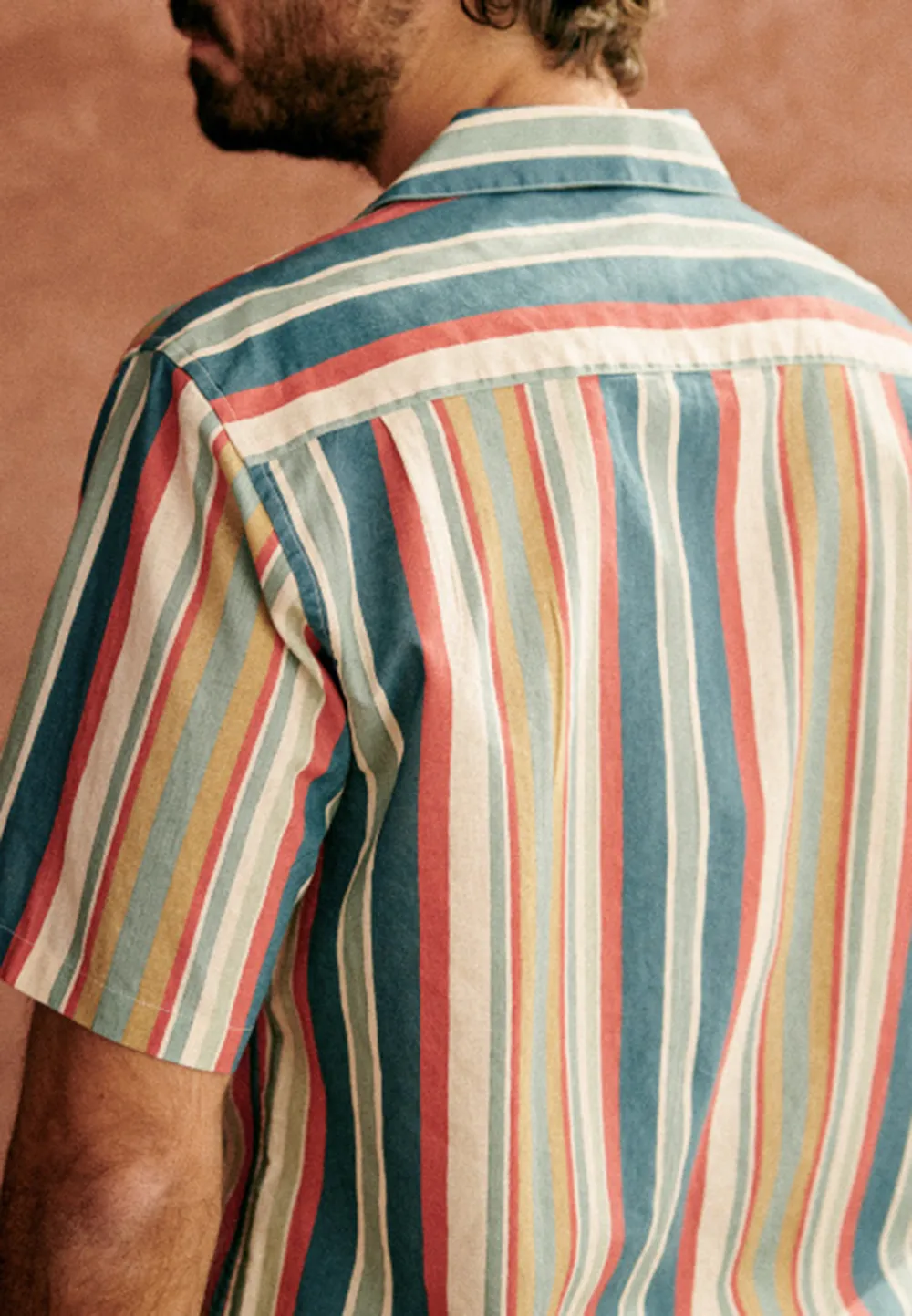 Multicolor Bold Stripe Short Sleeve Camp Shirt