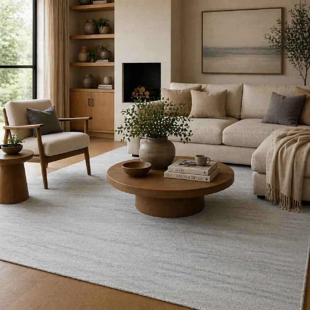 Hand-Knotted Wool Fringed Carpet