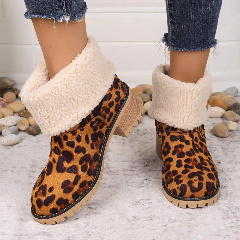 Leopard Print Heels Boots