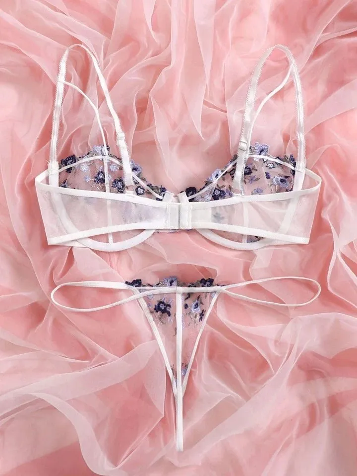 Sculpted Floral Lingerie Set