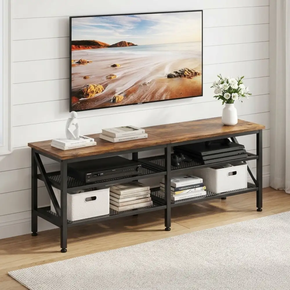 Mesh Shelf Functional TV Storage Console