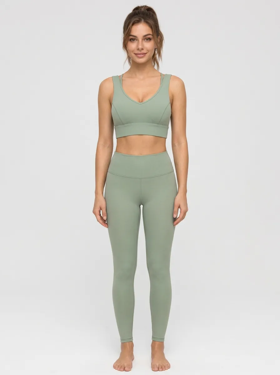 Women's Sage Green Cross Strap Yoga Bra