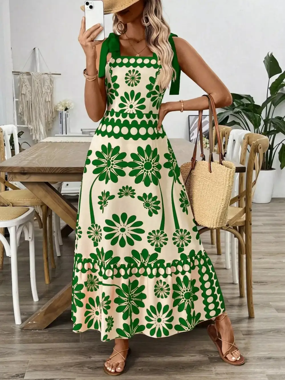 Tie-Shoulder Midi Dress