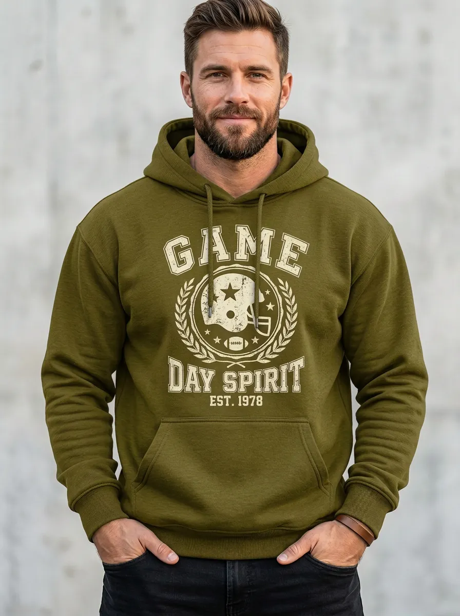Men's Football Lover Game Day Spirit Helmet Graphic Hoodie